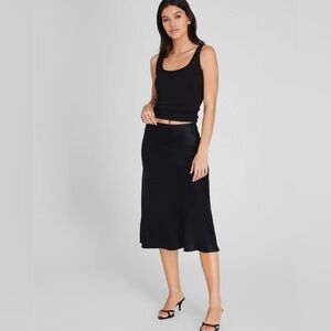 Club Monaco Silk Bais Black Midi Skirt